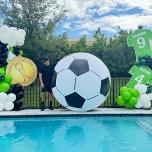 Rapid inflation setup for Alcanmedro oversized soccer ball