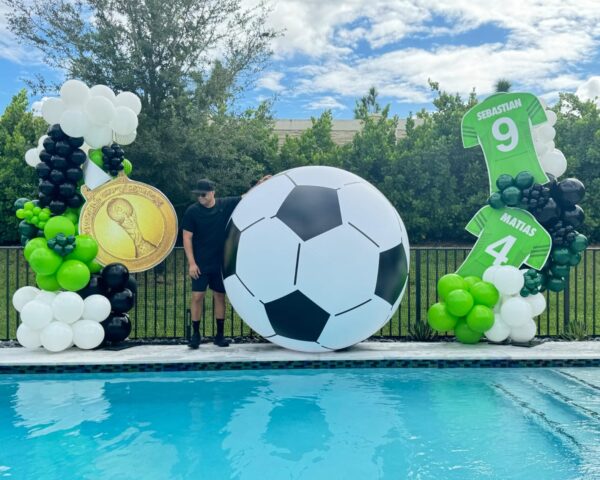 Rapid inflation setup for Alcanmedro oversized soccer ball