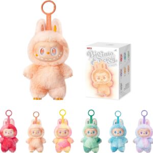 Custom Pop Mart Labubu collectible figures on retail shelf